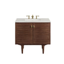 James Martin Amberly 36" Dual Mount Single Bathroom Vanity, Mid-Century Walnut