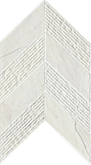 Essence Montauk White Mosaic Chevron 3d Slate Look Porcelain Tiles 7.44x10