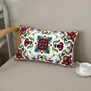 Ethnic floral canvas cotton embroidered pillow case living room decor by Decorbites