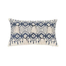 Ethnic geometric printed navy & white cushion cover living room tassels by Decorbites