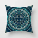Ethnic geometric square pillowcase teal & gold living room decor by Decorbites