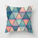 Ethnic geometric square pillowcase teal & gold living room decor by Decorbites