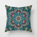 Ethnic geometric square pillowcase teal & gold living room decor by Decorbites