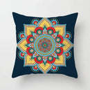 Ethnic geometric square pillowcase teal & gold living room decor by Decorbites