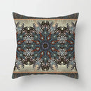 Ethnic geometric square pillowcase teal & gold living room decor by Decorbites