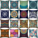 Ethnic geometric square pillowcase teal & gold living room decor by Decorbites