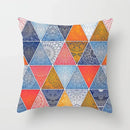 Ethnic geometric square pillowcase teal & gold living room decor by Decorbites