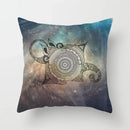 Ethnic geometric square pillowcase teal & gold living room decor by Decorbites