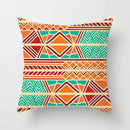 Ethnic geometric square pillowcase teal & gold living room decor by Decorbites