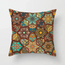 Ethnic geometric square pillowcase teal & gold living room decor by Decorbites