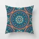 Ethnic geometric square pillowcase teal & gold living room decor by Decorbites