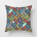 Ethnic geometric square pillowcase teal & gold living room decor by Decorbites