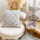 Ethnic gray and white swirl cushion cover living room decor by Decorbites