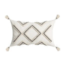 Ethnic style black & orange geometric cushion cover living room tassel by Decorbites