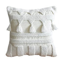 GobekUsa Ethnic Tufted Cushion Case, Pure White Handmade Throw Pillow Cover