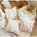 GobekUsa Ethnic Tufted Cushion Case, Pure White Handmade Throw Pillow Cover