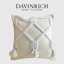 GobekUsa Ethnic Tufted Cushion Case, Pure White Handmade Throw Pillow Cover