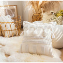 GobekUsa Ethnic Tufted Cushion Case, Pure White Handmade Throw Pillow Cover