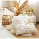 GobekUsa Ethnic Tufted Cushion Case, Pure White Handmade Throw Pillow Cover