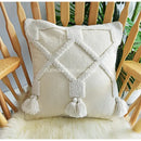 GobekUsa Ethnic Tufted Cushion Case, Pure White Handmade Throw Pillow Cover