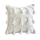 GobekUsa Ethnic Tufted Cushion Case, Pure White Handmade Throw Pillow Cover