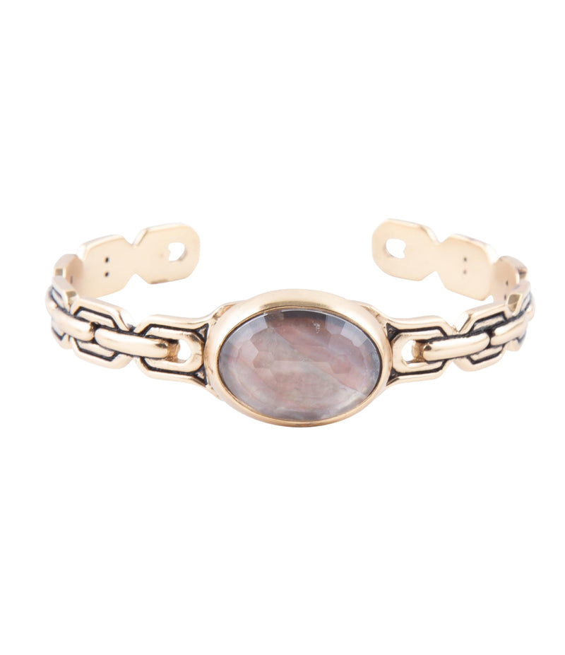 Etto Black Mother of Pearl Golden Cuff Bracelet