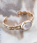 Etto Black Mother of Pearl Golden Cuff Bracelet