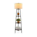 Shelf Floor Lamp with Storage Shelves and Linen Lampshade by LJGDeals