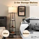 Shelf Floor Lamp with Storage Shelves and Linen Lampshade by LJGDeals