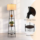 Shelf Floor Lamp with Storage Shelves and Linen Lampshade by LJGDeals