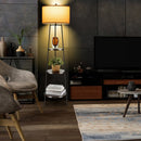 Shelf Floor Lamp with Storage Shelves and Linen Lampshade by LJGDeals
