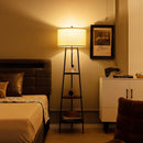 Shelf Floor Lamp with Storage Shelves and Linen Lampshade by LJGDeals