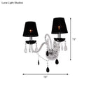 GobekUsa European Black Crystal Wall Mount Sconce Light with Pleated Linen Shades