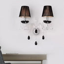 GobekUsa European Black Crystal Wall Mount Sconce Light with Pleated Linen Shades