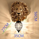 GobekUsa Lion Head Resin Wall Lamp: European Style Living Room Light for Home Décor