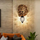 GobekUsa Lion Head Resin Wall Lamp: European Style Living Room Light for Home Décor