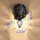 GobekUsa Lion Head Resin Wall Lamp: European Style Living Room Light for Home Décor