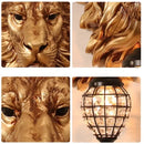 GobekUsa Lion Head Resin Wall Lamp: European Style Living Room Light for Home Décor