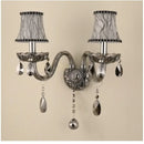 GobekUsa Crystal Wall Lamp: Smoke Grey Shade, European Style, Double Heads