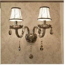GobekUsa Crystal Wall Lamp: Smoke Grey Shade, European Style, Double Heads