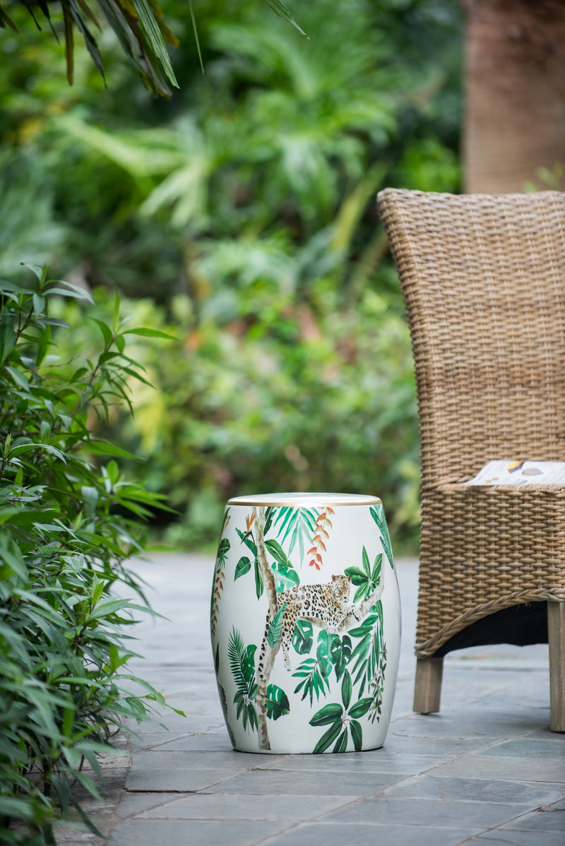 13x13x18 Ceramics Garden Stool Jungle-Themed Accent Side Table, photo 10 of 18