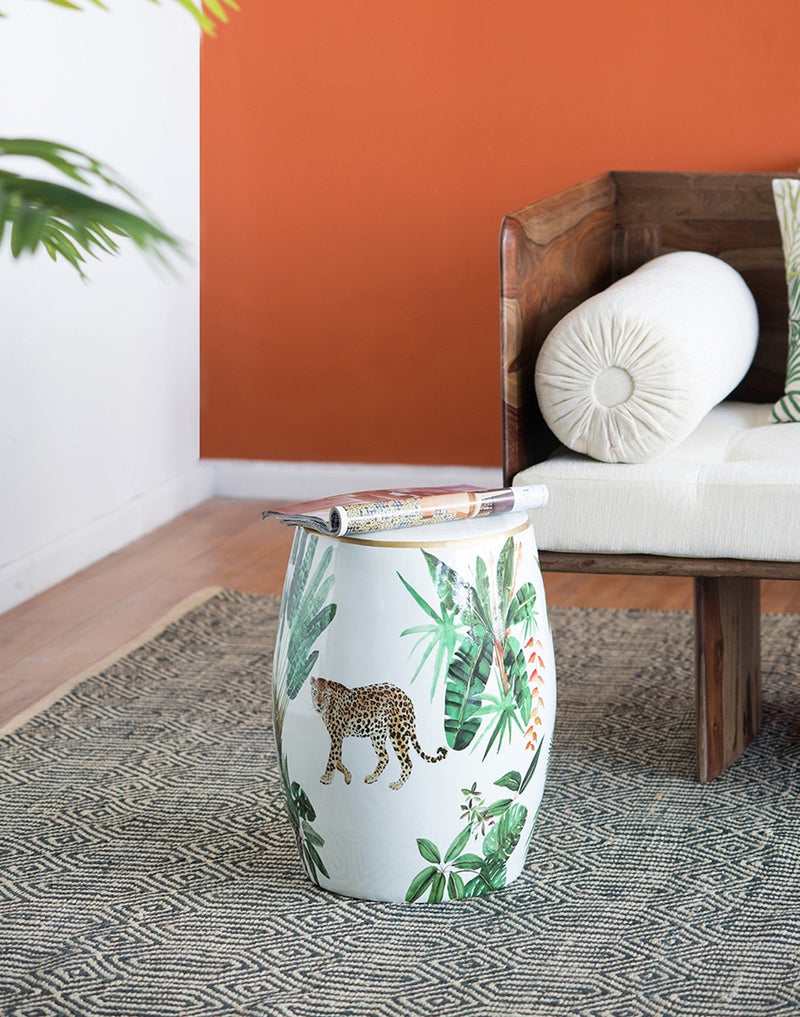 13x13x18 Ceramics Garden Stool Jungle-Themed Accent Side Table, photo 11 of 18