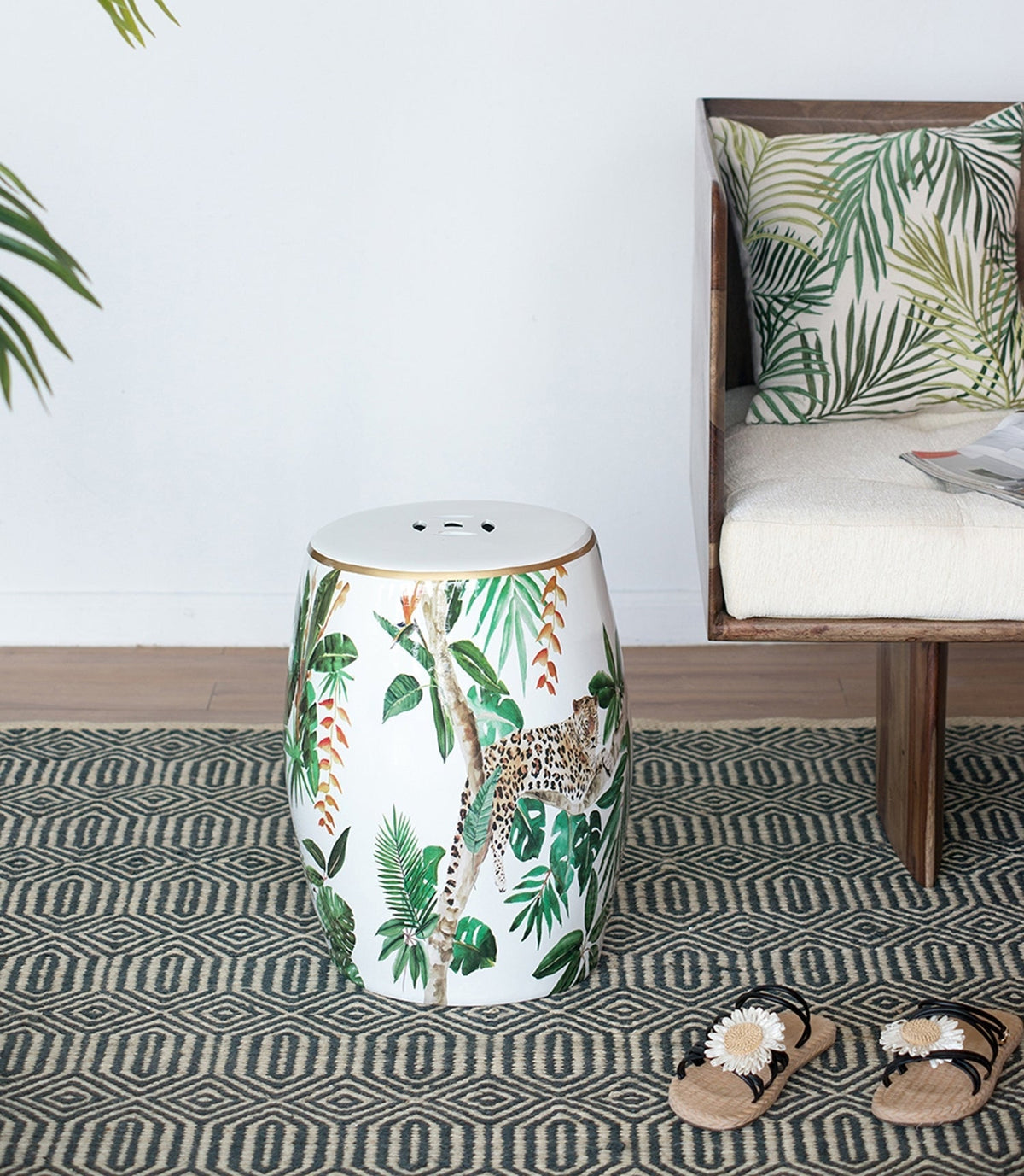 13x13x18 Ceramics Garden Stool Jungle-Themed Accent Side Table, photo 12 of 18