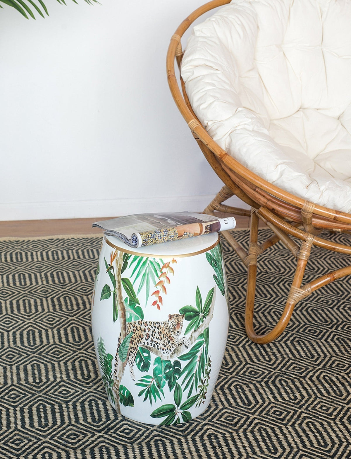 13x13x18 Ceramics Garden Stool Jungle-Themed Accent Side Table, photo 13 of 18