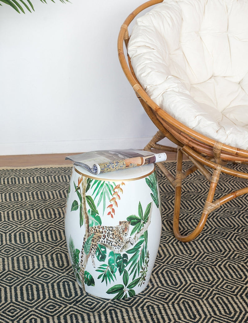 13x13x18 Ceramics Garden Stool Jungle-Themed Accent Side Table, photo 13 of 18