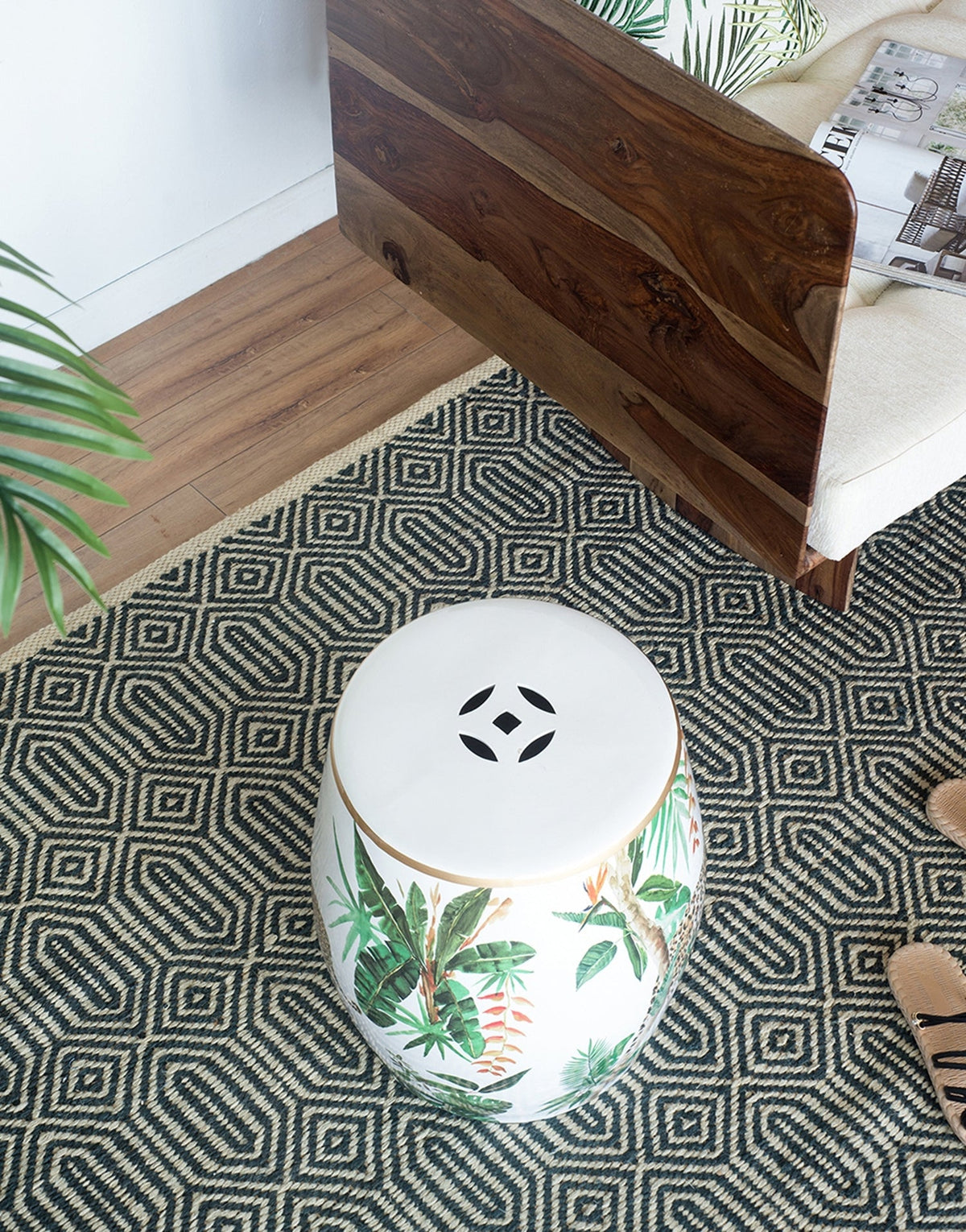 13x13x18 Ceramics Garden Stool Jungle-Themed Accent Side Table, photo 14 of 18