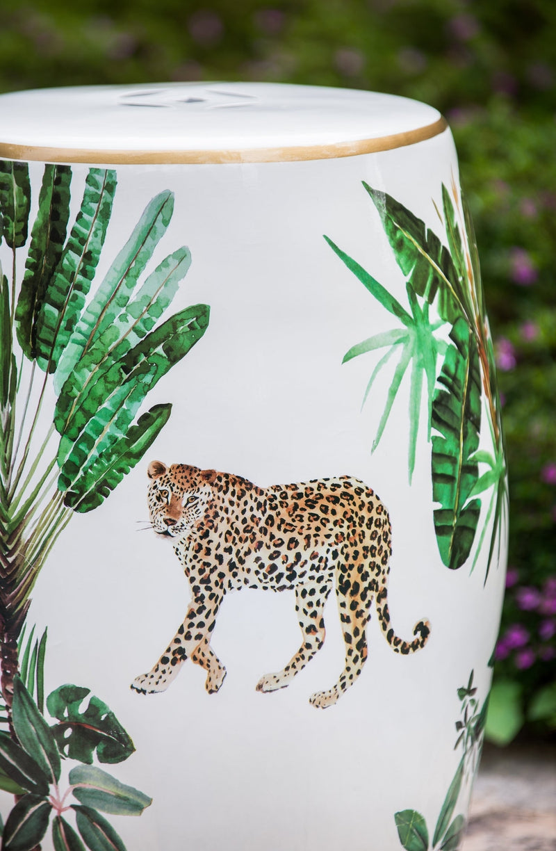 13x13x18 Ceramics Garden Stool Jungle-Themed Accent Side Table, photo 15 of 18