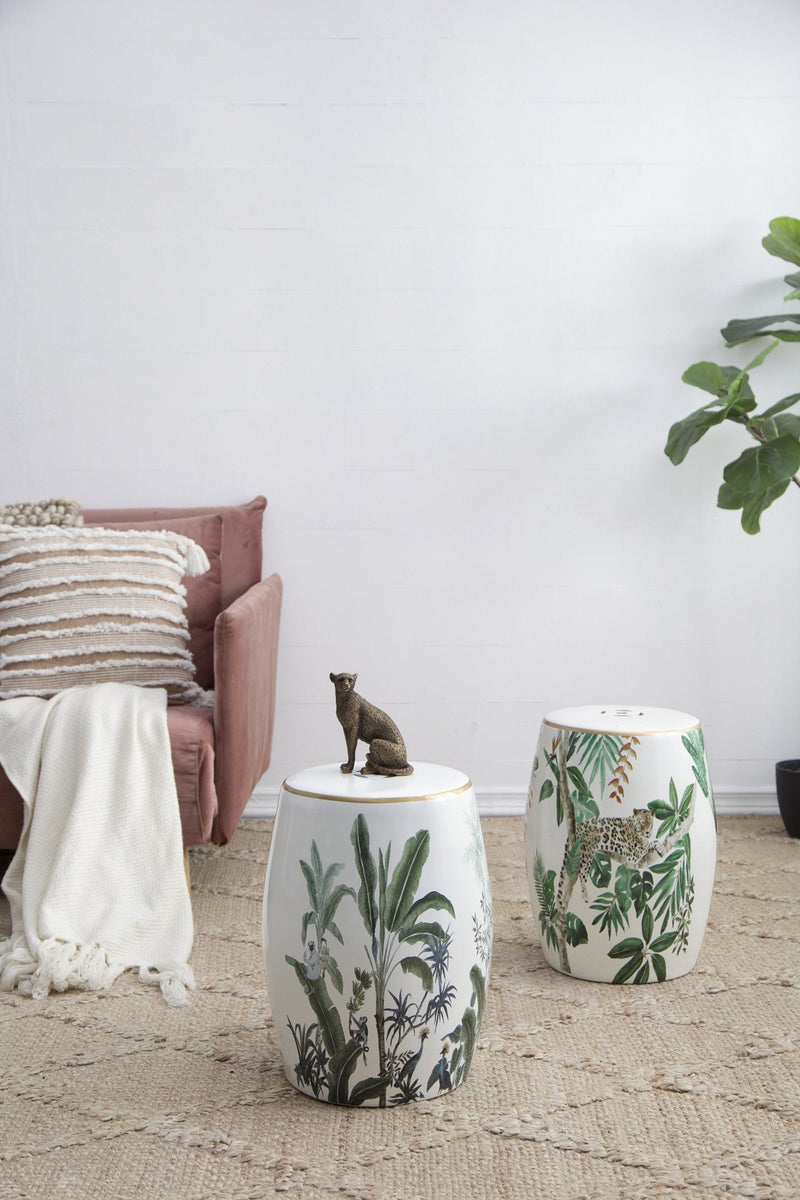 13x13x18 Ceramics Garden Stool Jungle-Themed Accent Side Table, photo 17 of 18