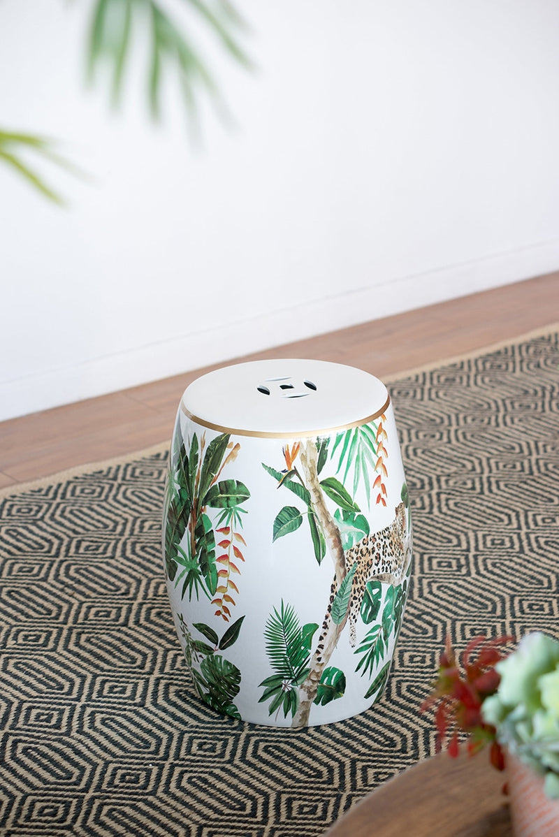 13x13x18 Ceramics Garden Stool Jungle-Themed Accent Side Table, photo 2 of 18