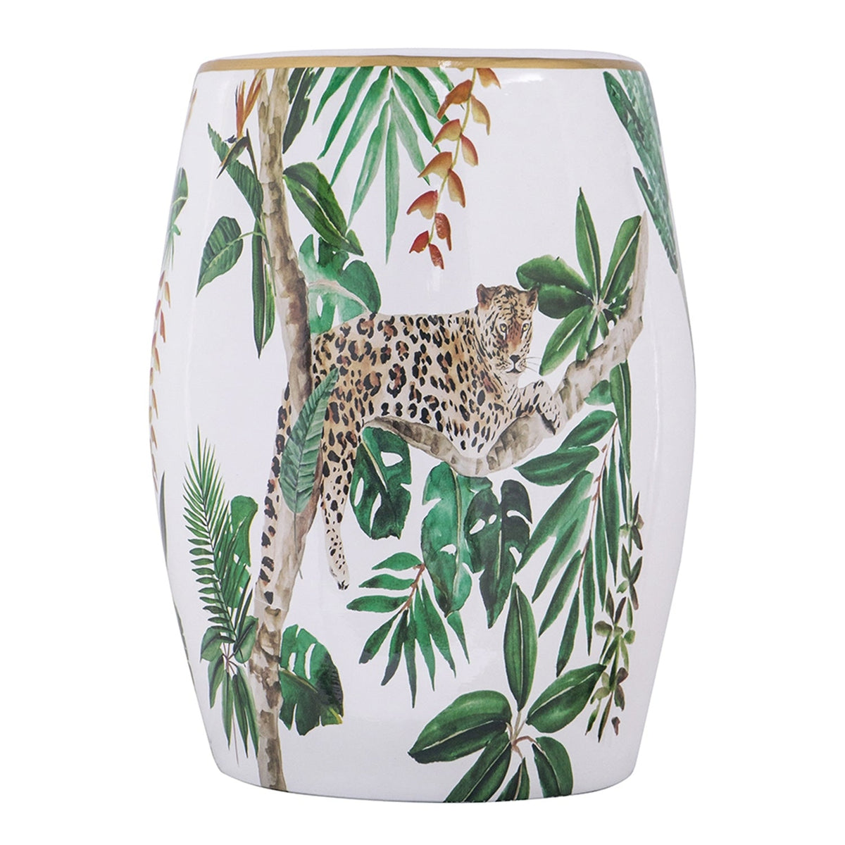 13x13x18 Ceramics Garden Stool Jungle-Themed Accent Side Table, photo 3 of 18